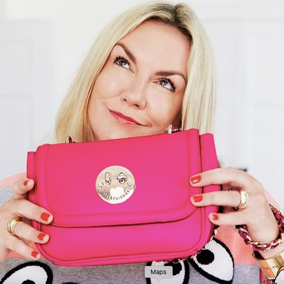 Hill and Friends Happy crossbody bag in Hot Neon Pink. - Picture 2 of 8